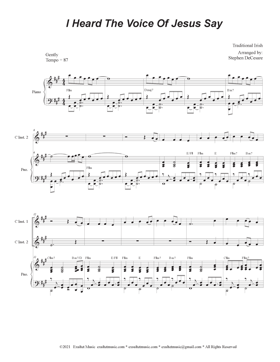 I Heard The Voice Of Jesus Say (Duet for C-Instruments) (arr. Stephen DeCesare)