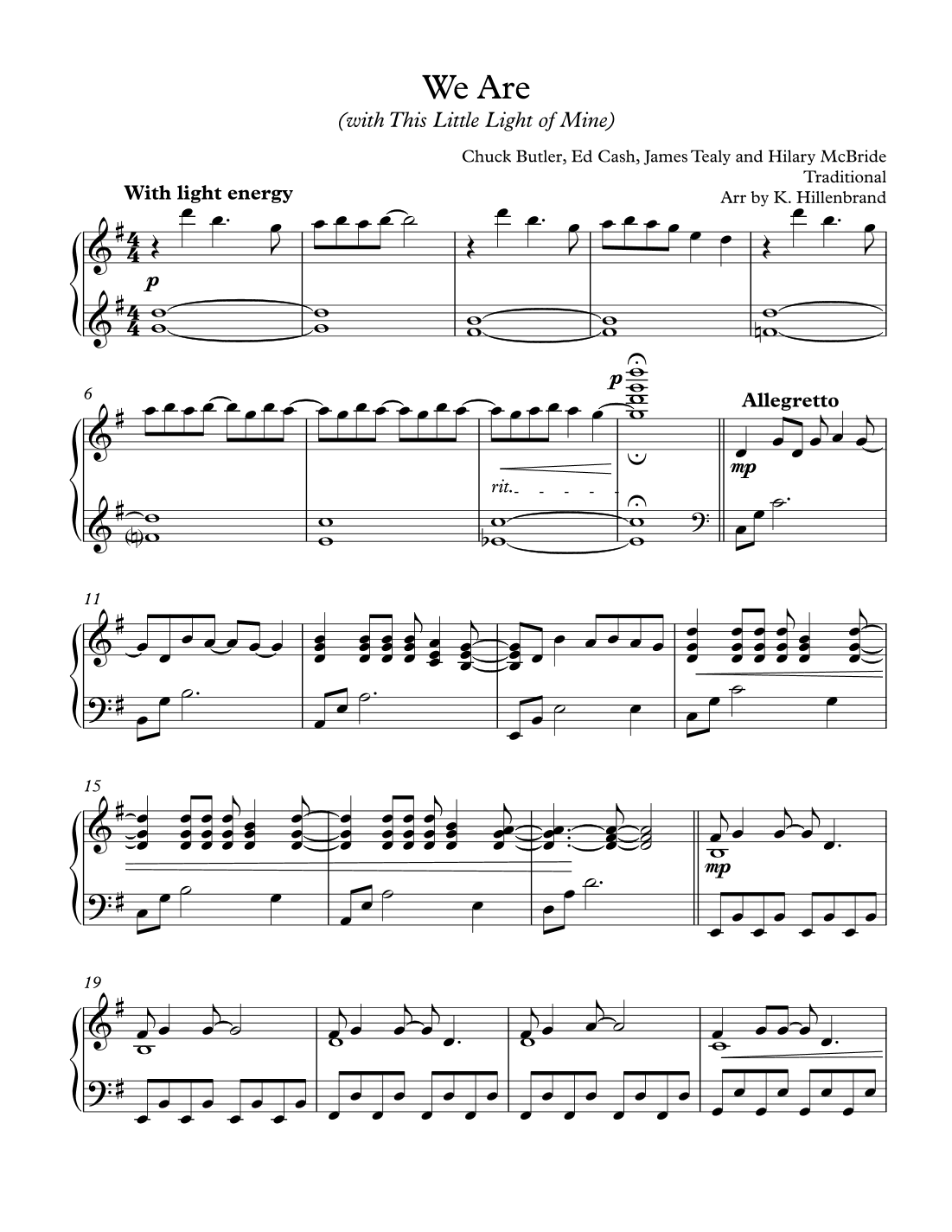 We Are (arr. Katie Hillenbrand)
