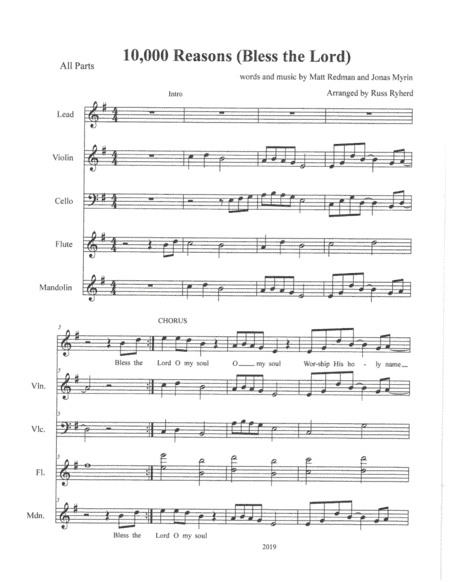 10,000 Reasons (Bless The Lord) (arr. Russ Ryherd)