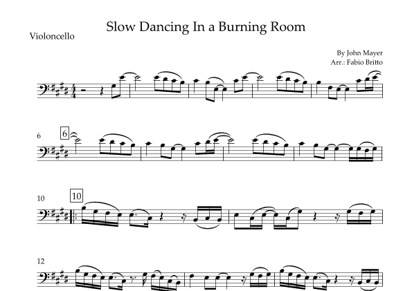 Slow Dancing In A Burning Room (arr. Fabio Britto)