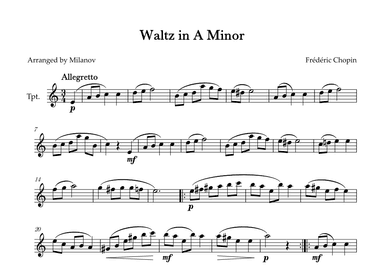 Waltz in A Minor | B. 150, Op. Posth. | Chopin | Trumpet (arr. Milanov)