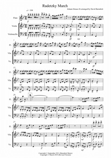 Radetzky March for Flute, Violin and Cello (arr. David Burndrett)