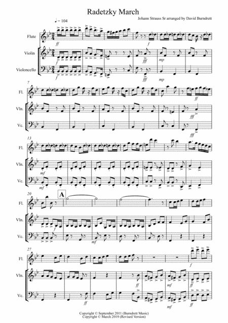 Radetzky March for Flute, Violin and Cello (arr. David Burndrett)