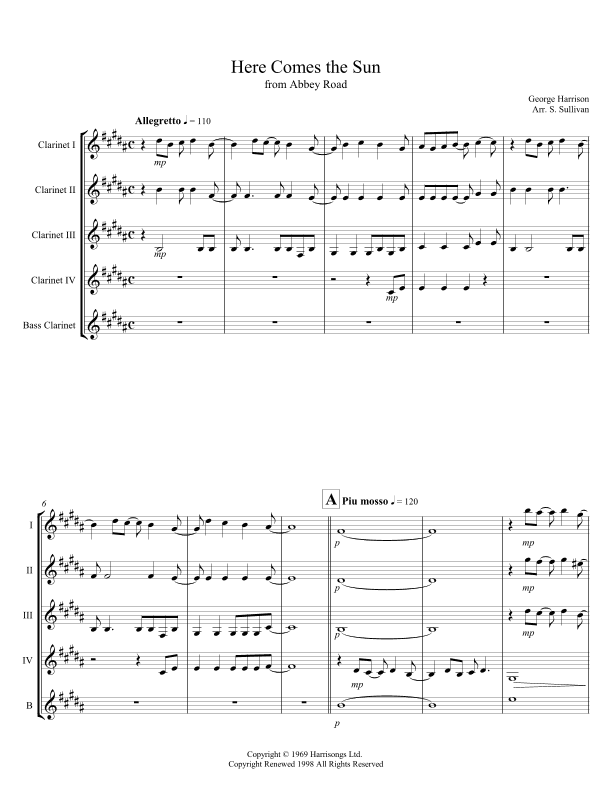 Here Comes The Sun (arr. Sean Sullivan)