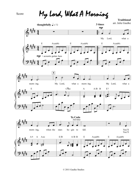 My Lord, What A Morning (arr. Julie Gaulke)