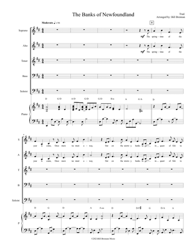 The Banks of Newfoundland (SATB with soloist) (arr. Bill Brennan)