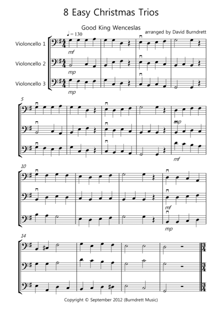 8 Easy Christmas Trios for Cello (arr. David Burndrett)