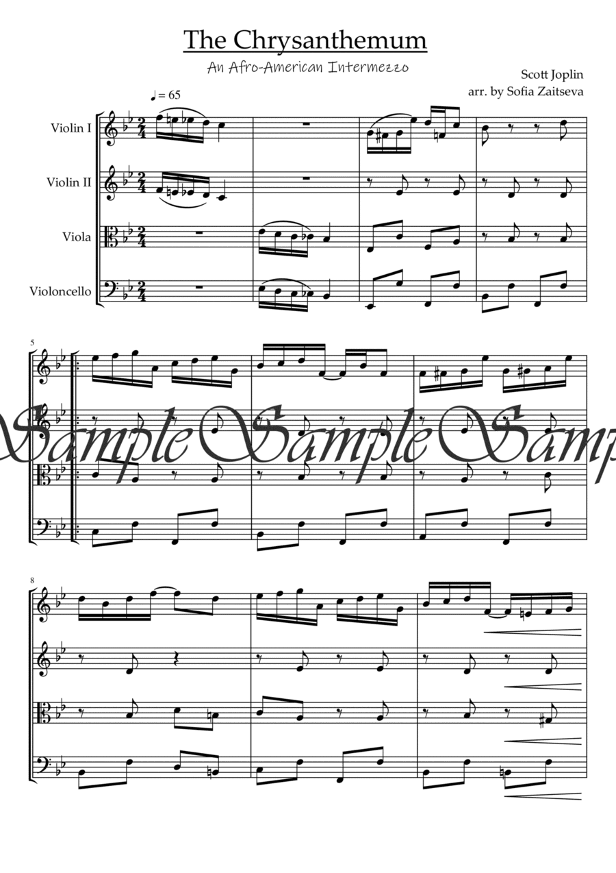 The Chrysanthemum Rag for String Quartet (arr. Sofia Zaitseva)