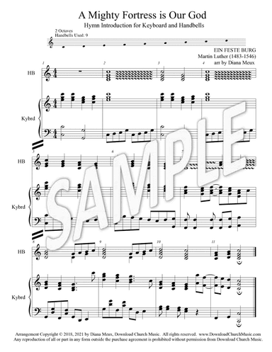 A Mighty Fortress - Hymn Intro for Keyboard and Handbells (2 oct) (arr. Diana Meux)