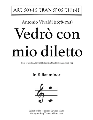 VIVALDI: Vedrò con mio diletto (transposed to B-flat minor) (arr. ArtSongTranspositions.com)