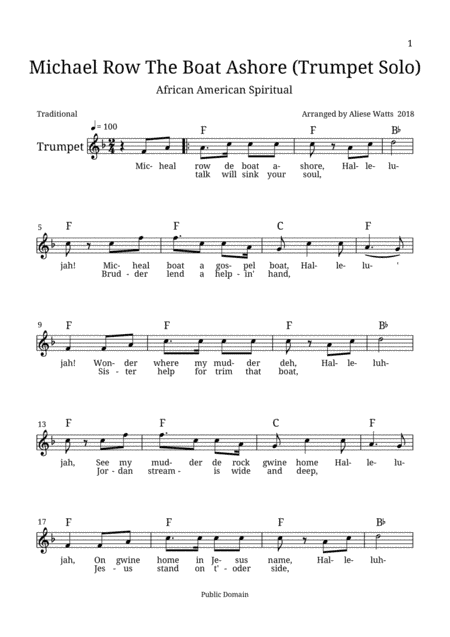 Michael Row The Boat Ashore (arr. Aliese Watts)