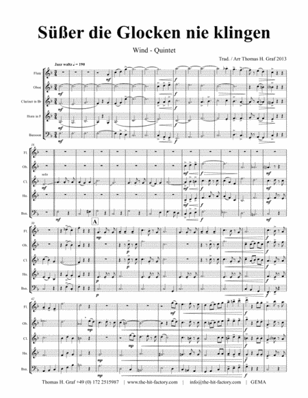 Süßer die Glocken nie klingen - German Christmas Song - Wind Quintet (arr. Thomas H. Graf)