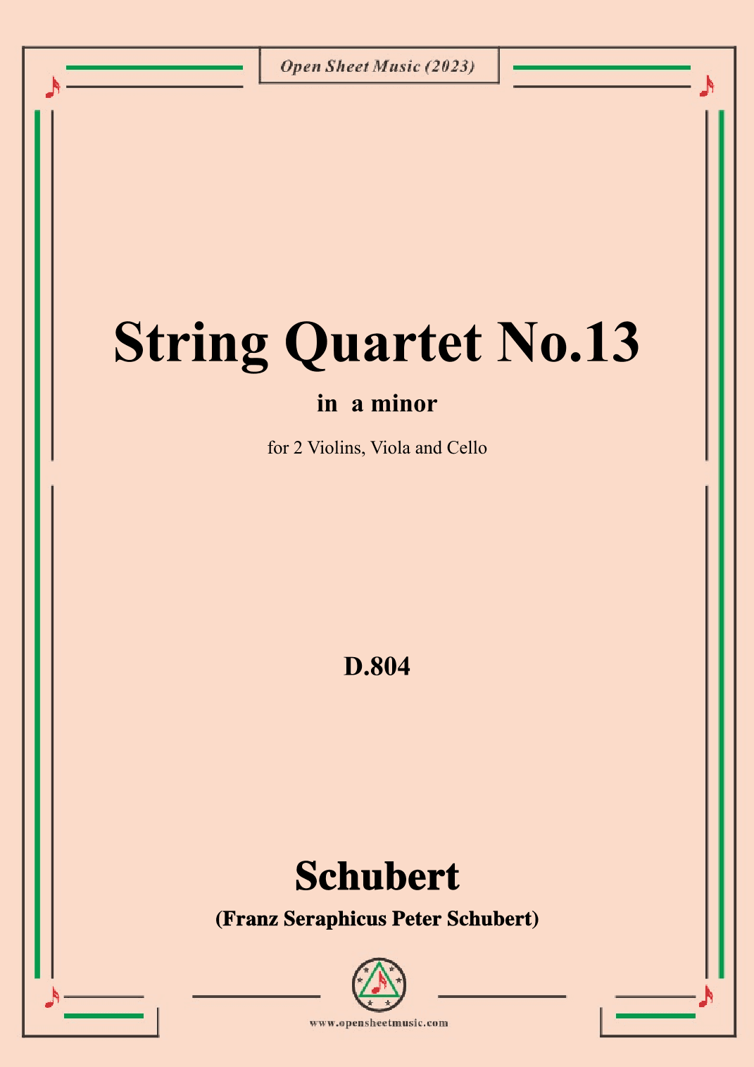 Schubert-String Quartet No.13,in a minor,D.804 (arr. OSM Press)