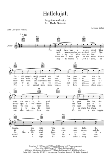 Hallelujah (arr. Duda Oriontte)