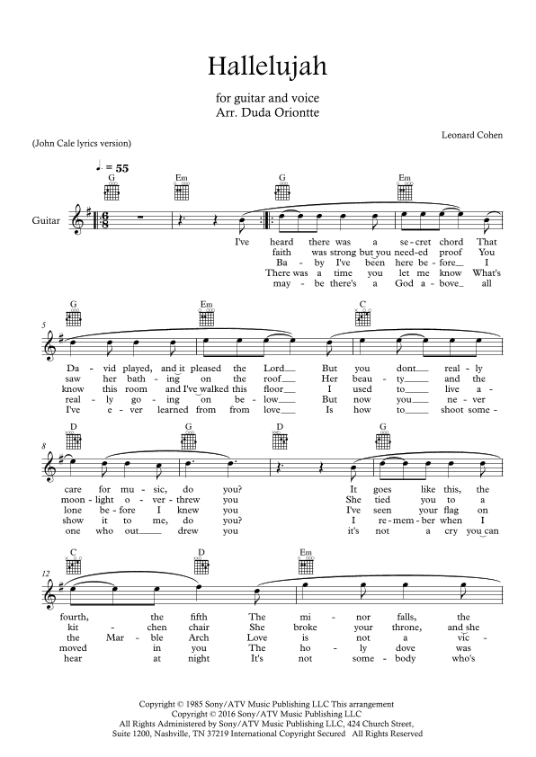 Hallelujah (arr. Duda Oriontte)