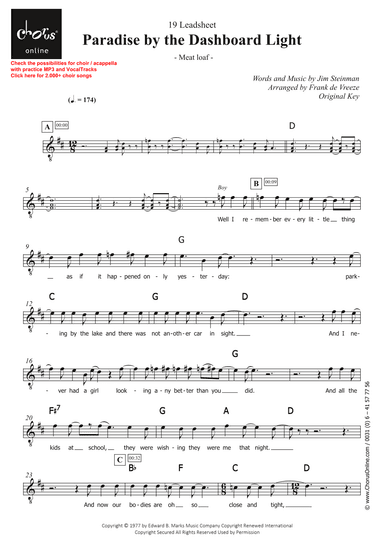 Paradise By The Dashboard Light (arr. Frank de Vreeze)