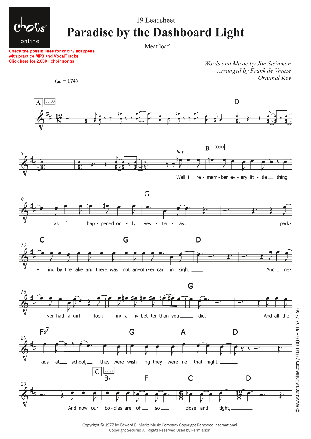 Paradise By The Dashboard Light (arr. Frank de Vreeze)