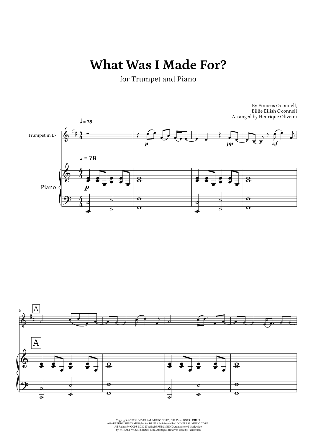 What Was I Made For? (arr. Henrique Oliveira)