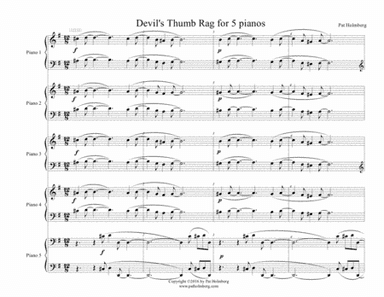 Devil's Thumb Rag (from Boulder Rags)  Arr. for 5 Pianos