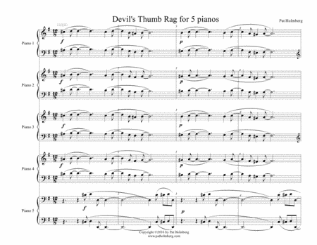 Devil's Thumb Rag (from Boulder Rags)  Arr. for 5 Pianos