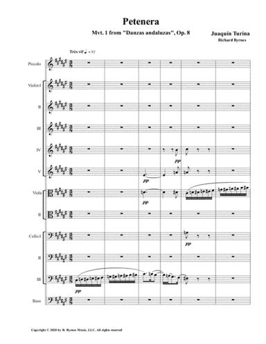 Petenera (Mvt. 1 from Danzas andaluzas, Op. 8) by Juaquín Turina (String Orchestra + Piccolo) (arr. Richard Byrnes)