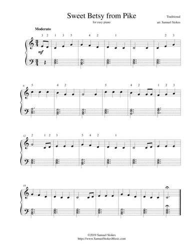 Sweet Betsy from Pike - for easy piano (arr. Samuel Stokes)