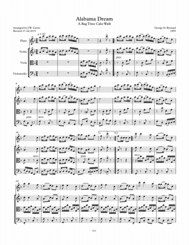 Alabama Dream (Cakewalk), by George D. Bernard (1899), arranged for Flute & String Trio (arr. J.W. Carter)