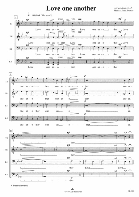 Love one another TTBB A Cappella