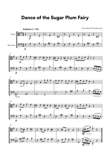 Tchaikovsky - Dance of the Sugar Plum Fairy (for Viola and Bassoon) (arr. Cadenza Editions)