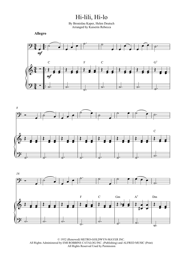 Hi-lili, Hi-lo (arr. Kaiserin Rebecca)