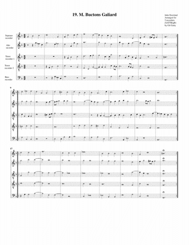 M. Buctons Galiard (19, 1604) (arrangement for 5 recorders) (arr. Gil Garty)