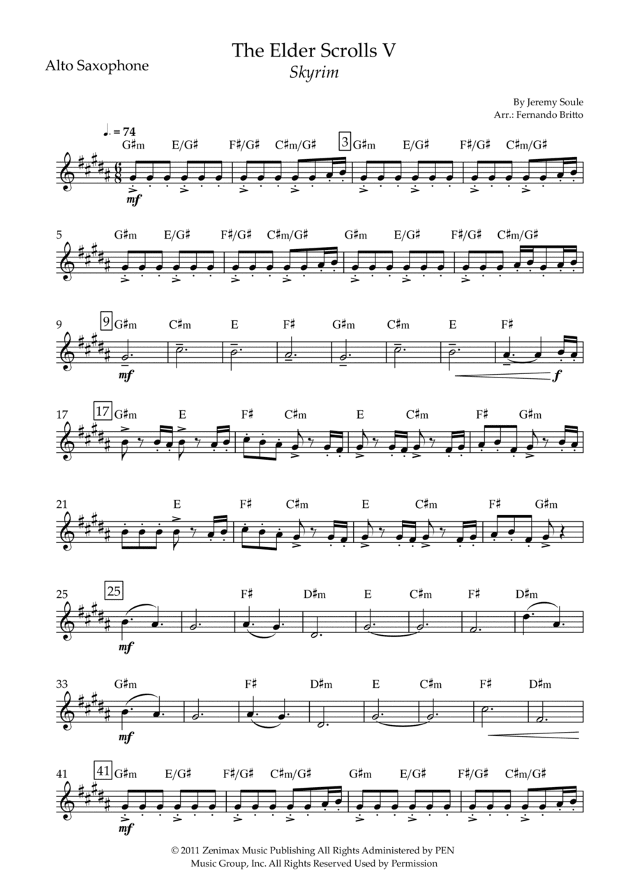 Dragonborn (skyrim Theme) (arr. Fernando Britto)
