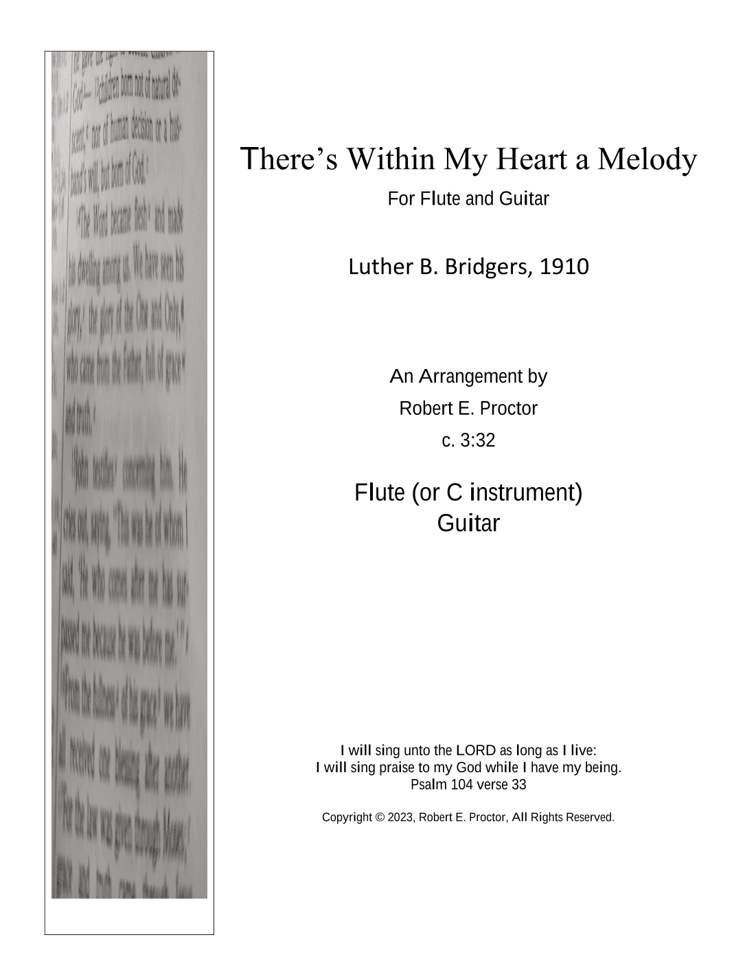 There's Within My Heart a Melody for Flute (C instrument) and Guitar (arr. Robert E. Proctor)