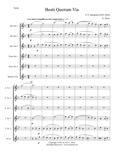 Beati Quorum Via (for Saxophone Choir) (arr. Eric Drew)