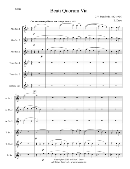Beati Quorum Via (for Saxophone Choir) (arr. Eric Drew)