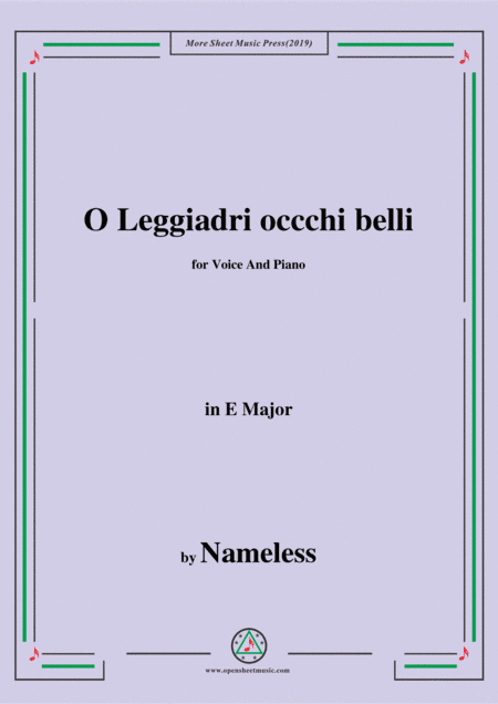 Nameless-O Leggiadri occchi belli,in E Major,for Voice&Piano (arr. MSM)