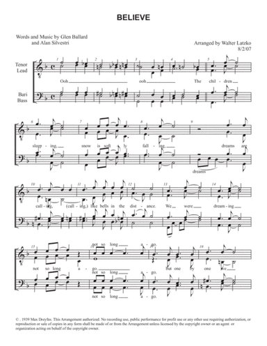 Believe (arr. Walter Latzko)