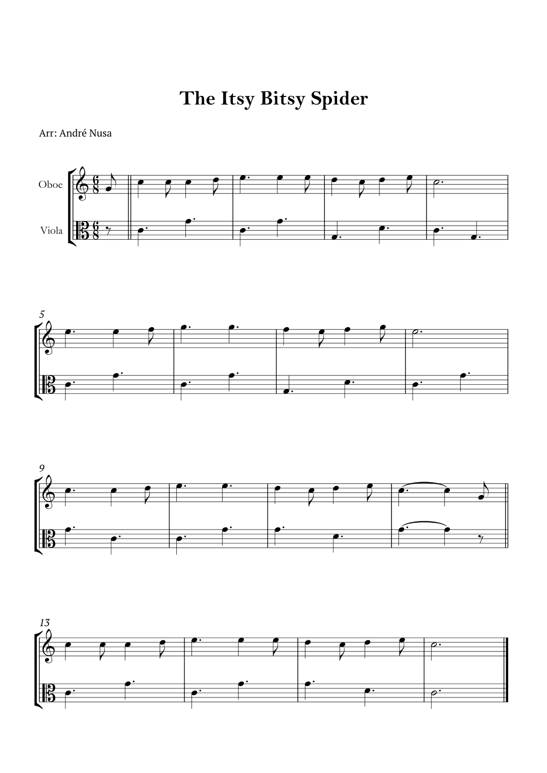 The Itsy Bitsy Spider (arr. André Nusa)