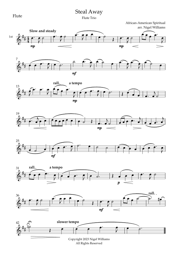 Steal Away, Flute Trio (arr. Nigel Williams)