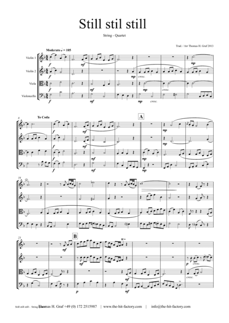 Still Still Still - Christmas song - String Quartet (arr. Thomas H. Graf)