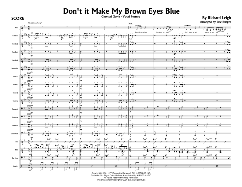 Don't It Make My Brown Eyes Blue (arr. Eric Burger Music)