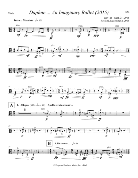 Daphne ... An Imaginary Ballet (2015) viola part
