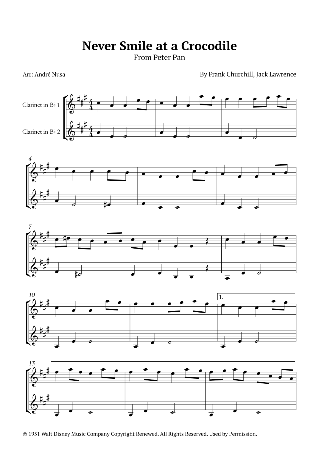 Never Smile At A Crocodile (arr. André Nusa)