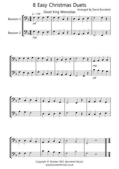 8 Easy Christmas Duets for Bassoon (arr. David Burndrett)
