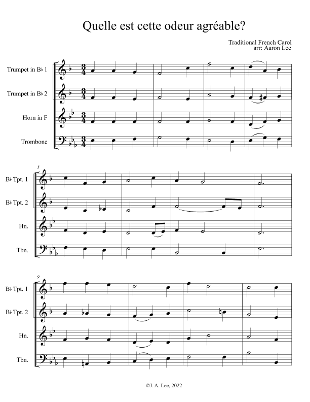 Quelle est cette odeur agréable? (a chorale for brass quartet) (arr. Aaron Lee)
