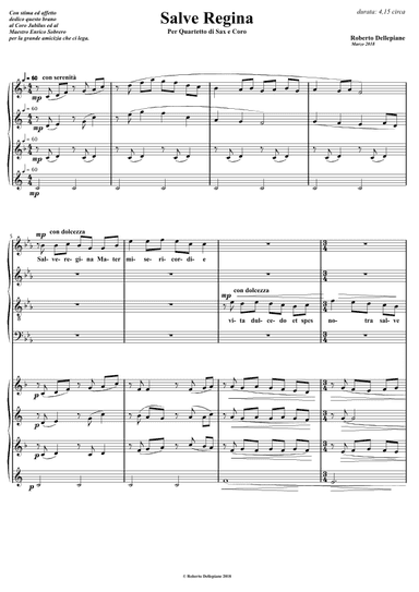 Salve Regina (for choir SATB and sax quartet)
