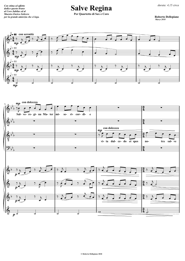 Salve Regina (for choir SATB and sax quartet)