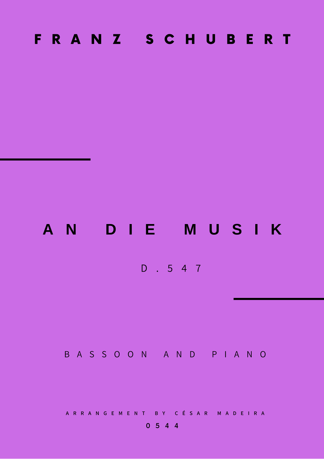 An Die Musik - Bassoon and Piano (Full Score and Parts) (arr. César Madeira)