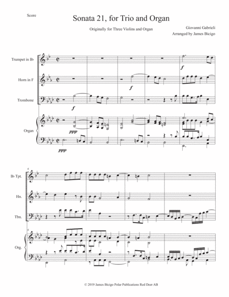 Sonata 21 for Trio and Organ (arr. Giacamo Bicigo)