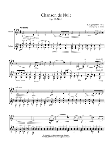 Chanson de Nuit Op. 15 for violin and guitar (arr. K. Krantz)